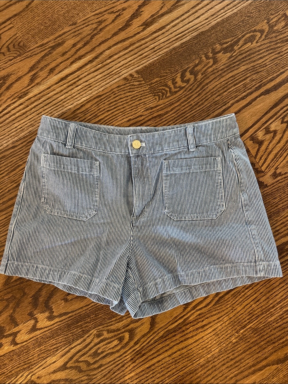 J. Crew Navy and White Striped Jean Shorts
